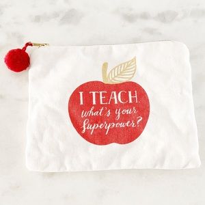 Paper Source I Teach What’s Your Superpower Zip Pouch Pencil Case / Cosmetic Bag